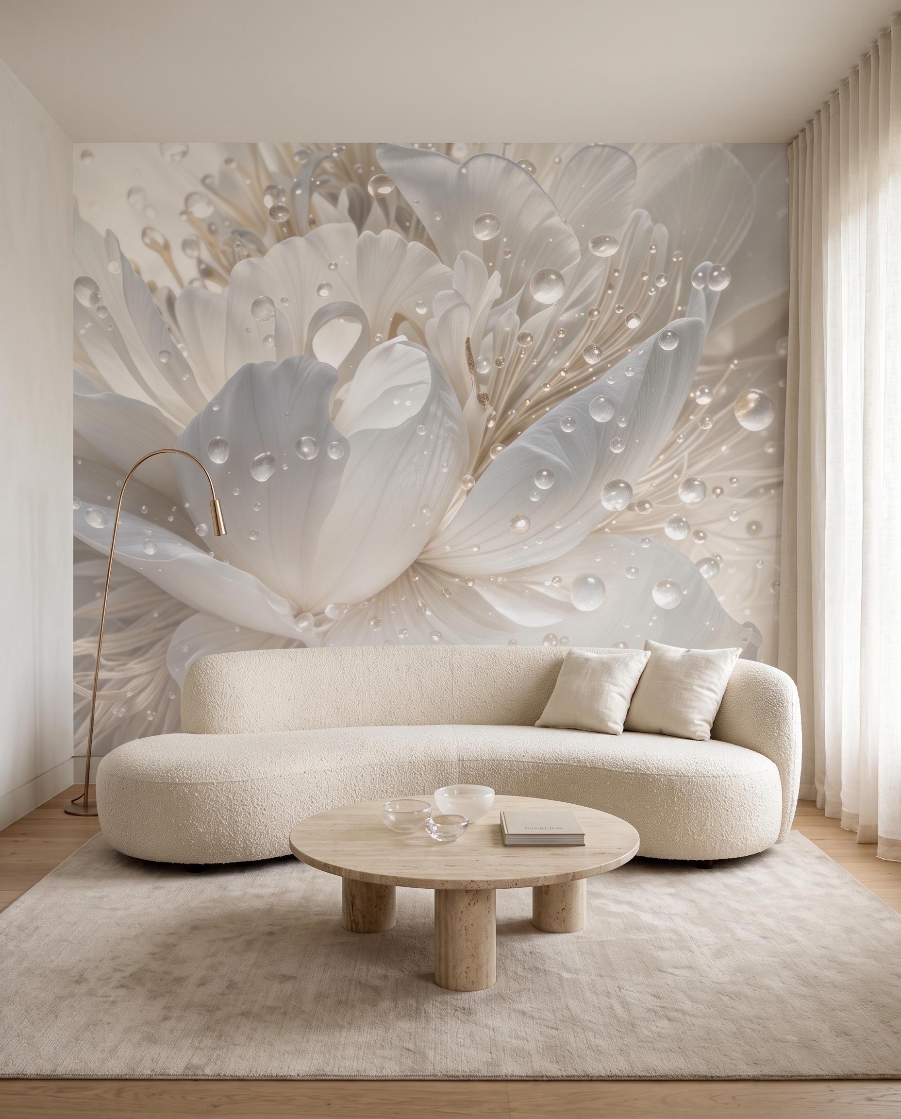 Fiore bianco con gocce in un ambiente