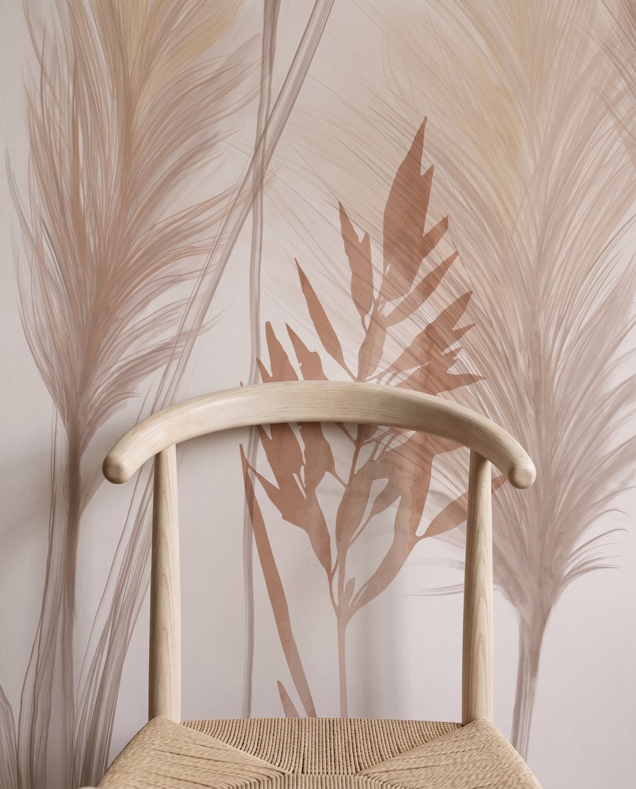 Pennacchi beige su bianco — dettaglio
