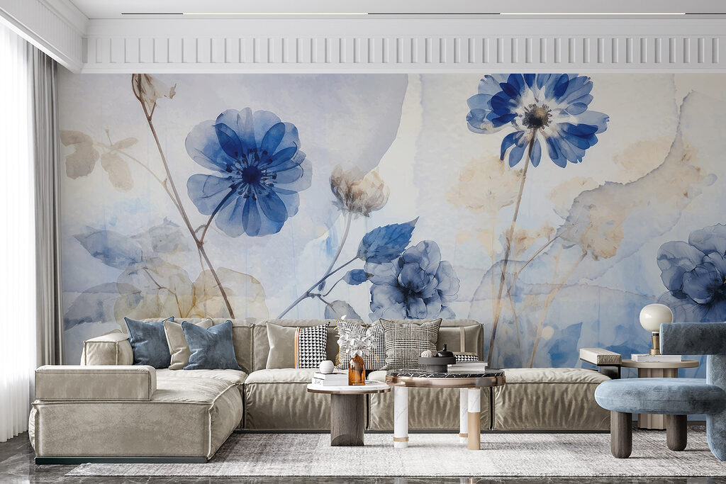 Fiori blu, velature chiare — ambiente 3