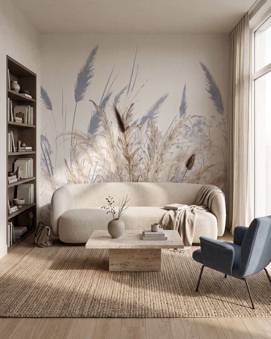 Erbe con ombre azzurre in un ambiente