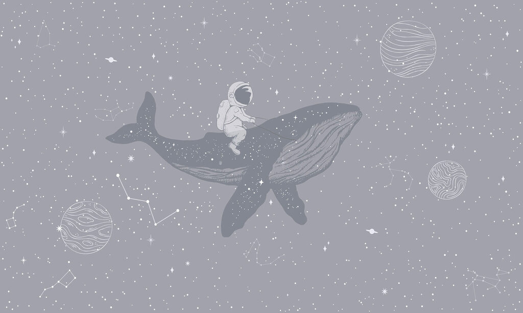 Astronauta su una balena — design completo