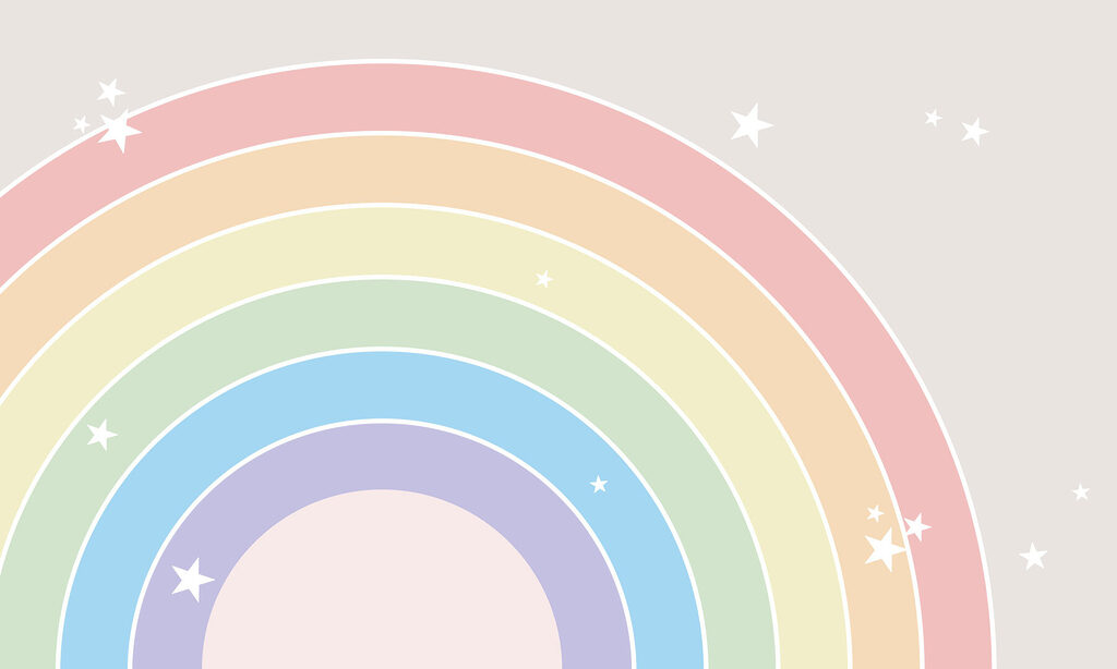 Arcobaleno con stelline bianche — design completo
