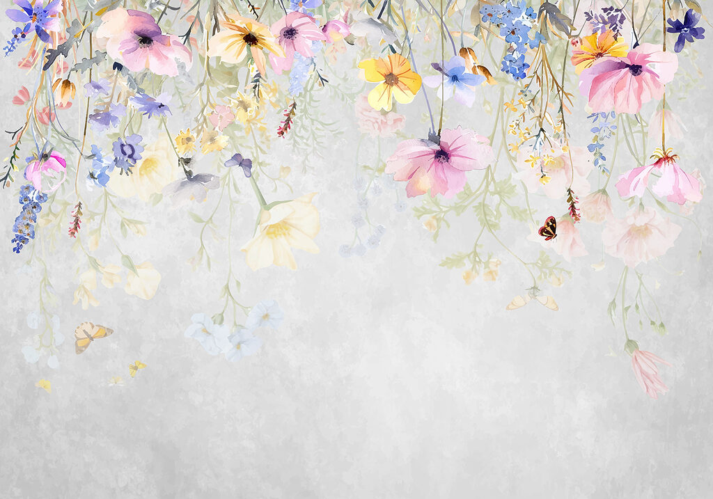 Fiori pendenti ad acquerello — design completo