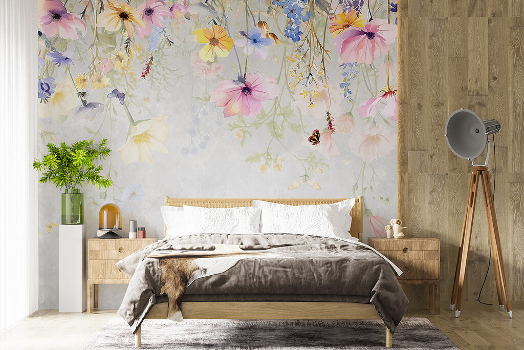 Fiori pendenti ad acquerello in un ambiente