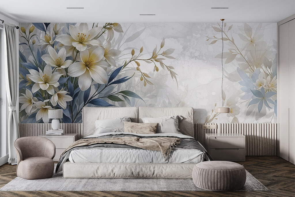 Fiori bianchi, foglie blu — ambiente 2