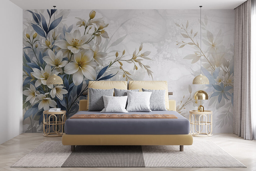 Fiori bianchi, foglie blu — ambiente 3