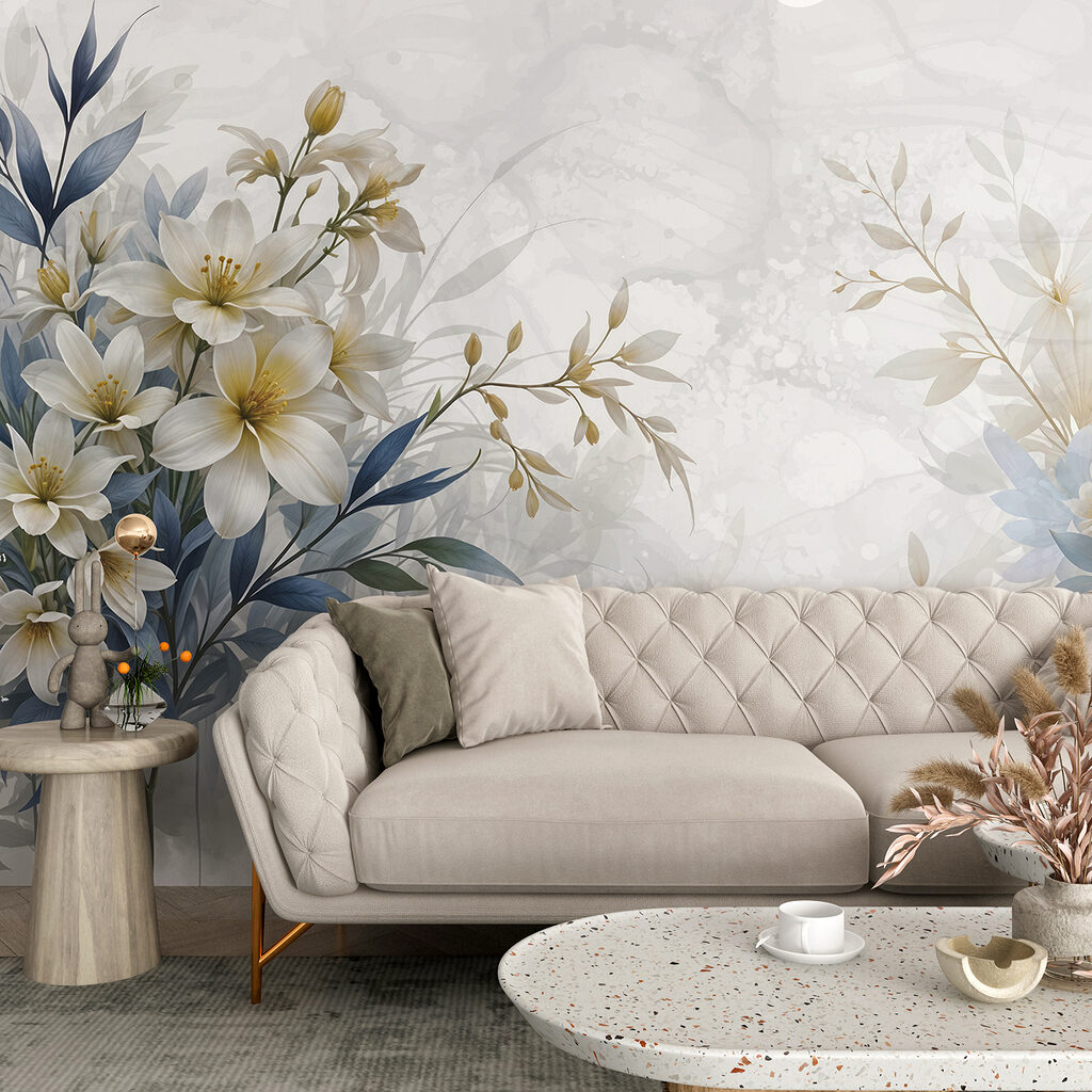Fiori bianchi, foglie blu — ambiente 4