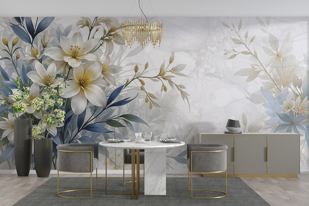Fiori bianchi, foglie blu — ambiente 5