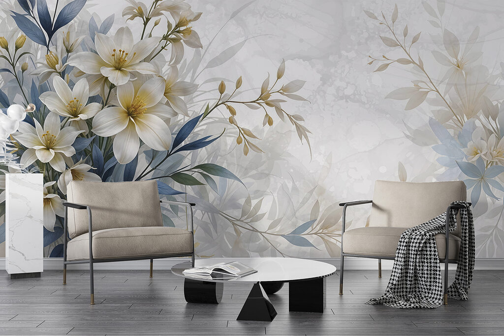 Fiori bianchi, foglie blu — ambiente 6