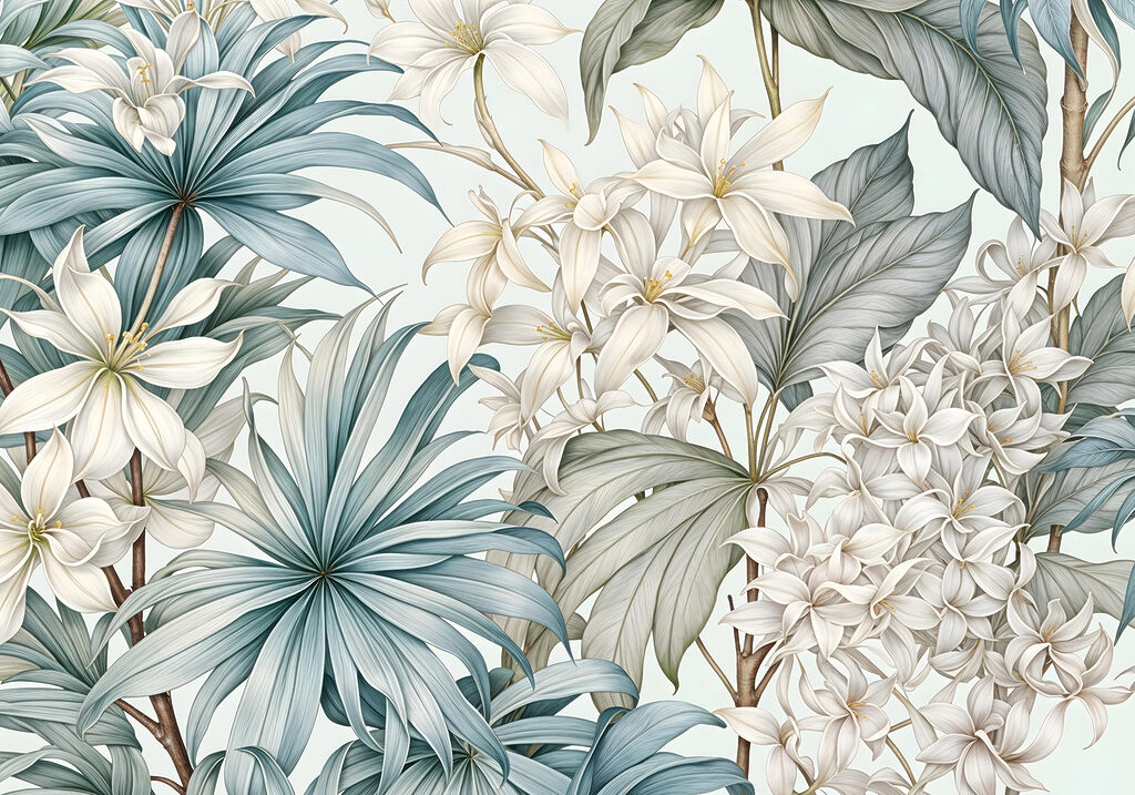 Fiori tra le foglie — design completo