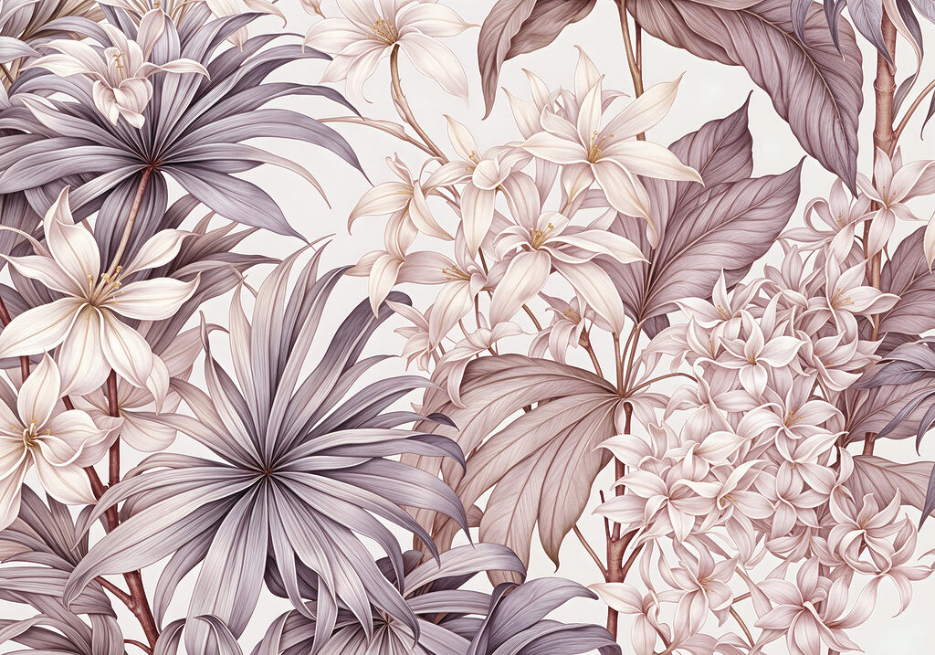 Fiori tra le foglie — design completo