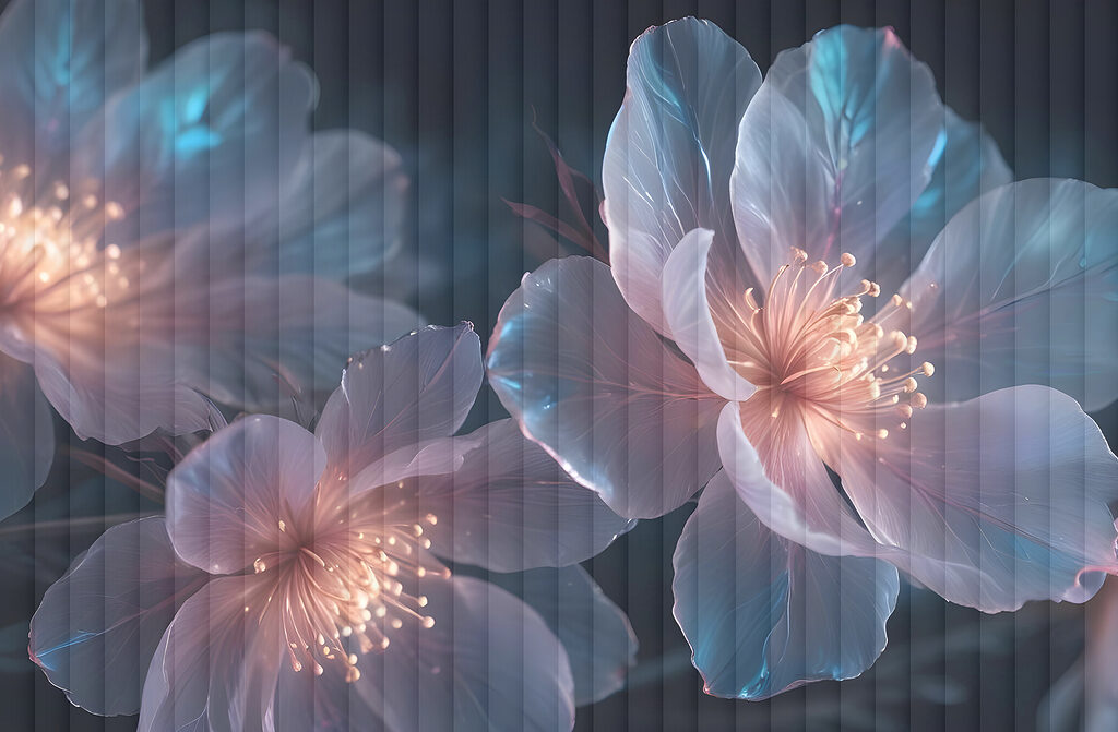 Fiori blu con scintille — design completo