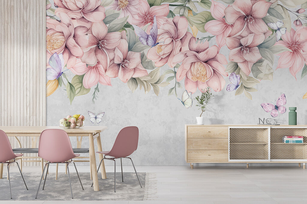 Fiori rosa sopra farfalle — ambiente 4
