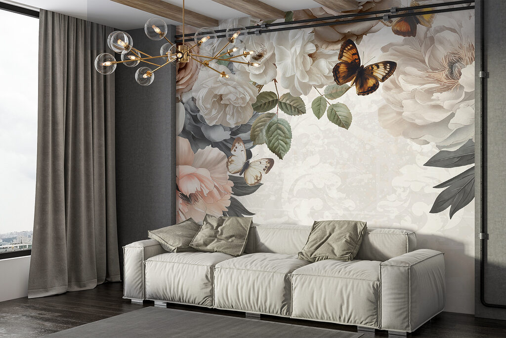 Farfalle tra fiori chiari — ambiente 5