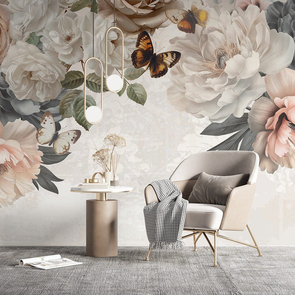 Farfalle tra fiori chiari — ambiente 6