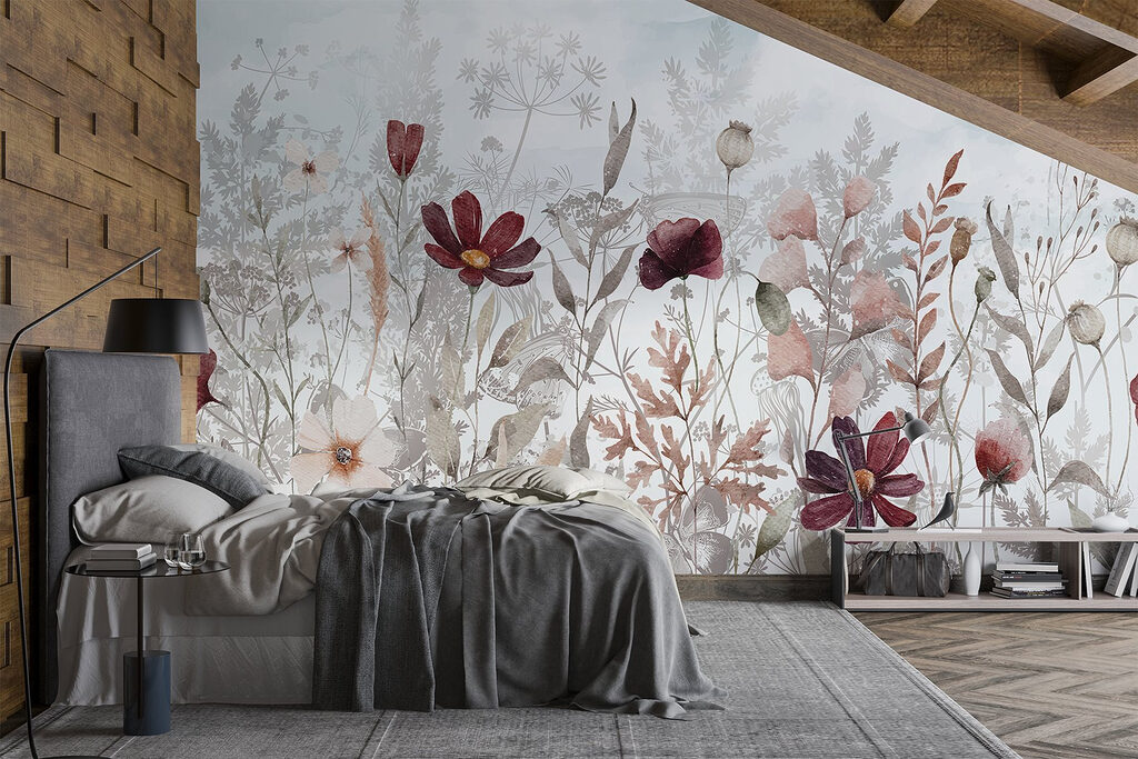 Fiori bordeaux tra l’erba — ambiente 2