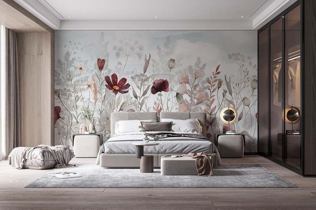 Fiori bordeaux tra l’erba — ambiente 3