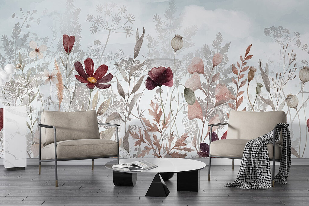 Fiori bordeaux tra l’erba — ambiente 4