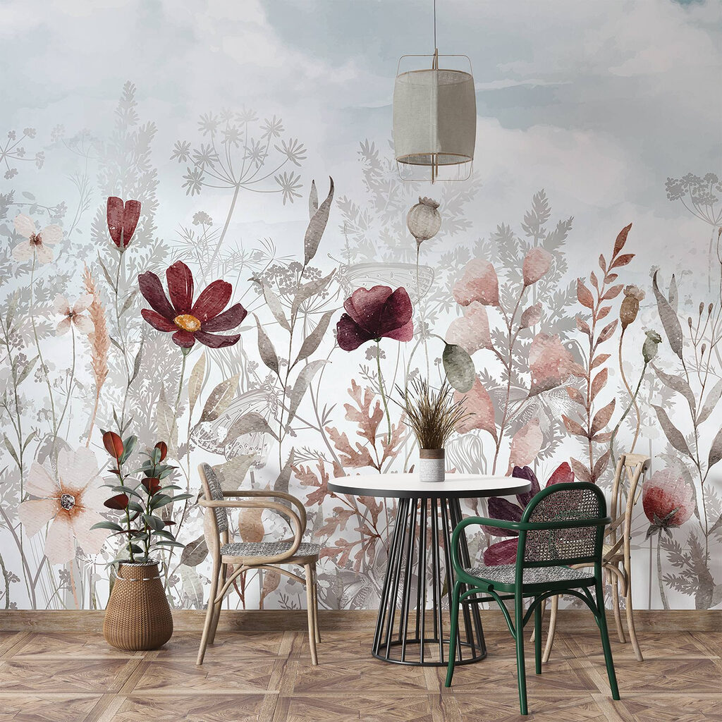 Fiori bordeaux tra l’erba — ambiente 6