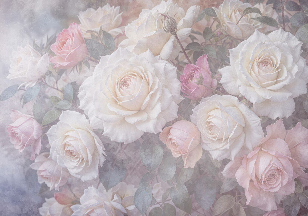 Rose rosa su sfumature — design completo