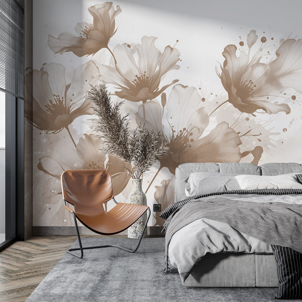 Fiori tra spruzzi in un ambiente