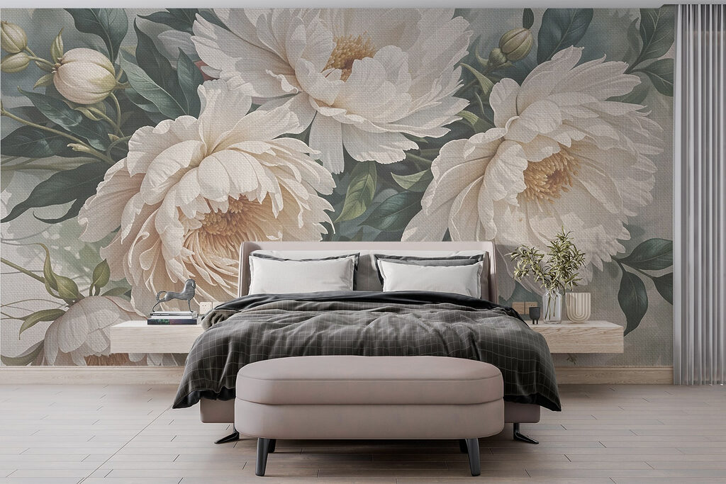 Peonie crema e fogliame — ambiente 1