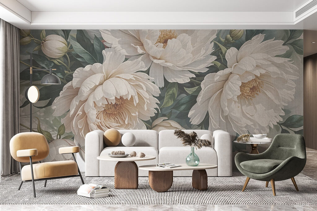 Peonie crema e fogliame — ambiente 4