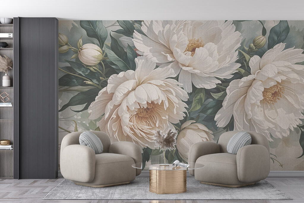 Peonie crema e fogliame — ambiente 5