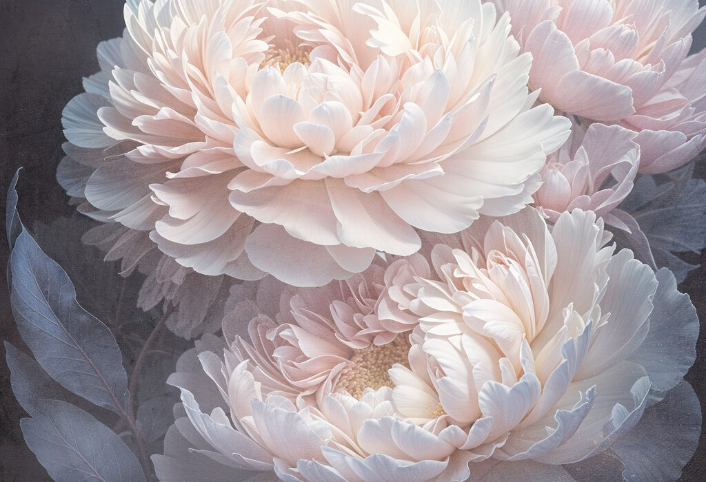 Peonie rosa su antracite — design completo