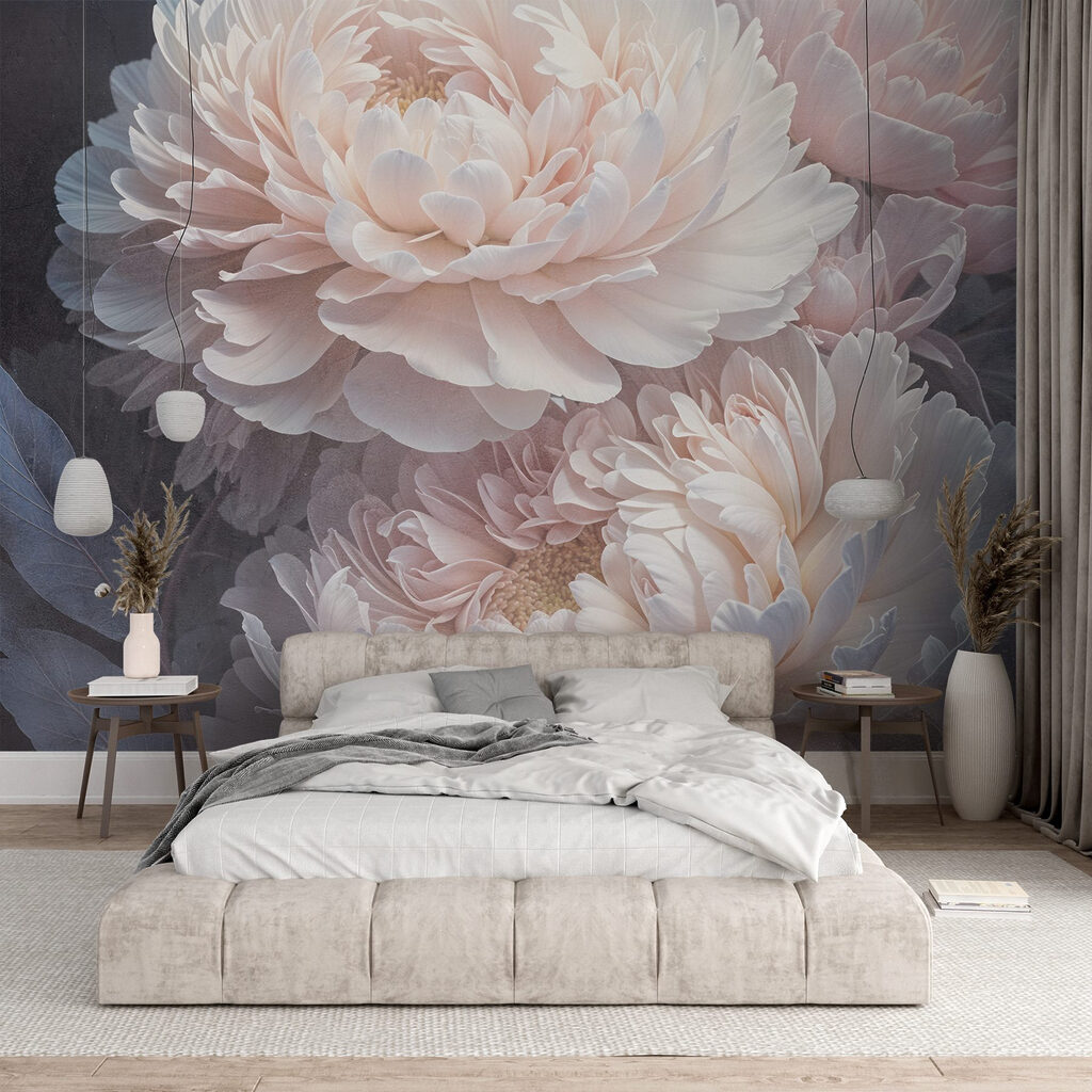 Peonie rosa su antracite — ambiente 1
