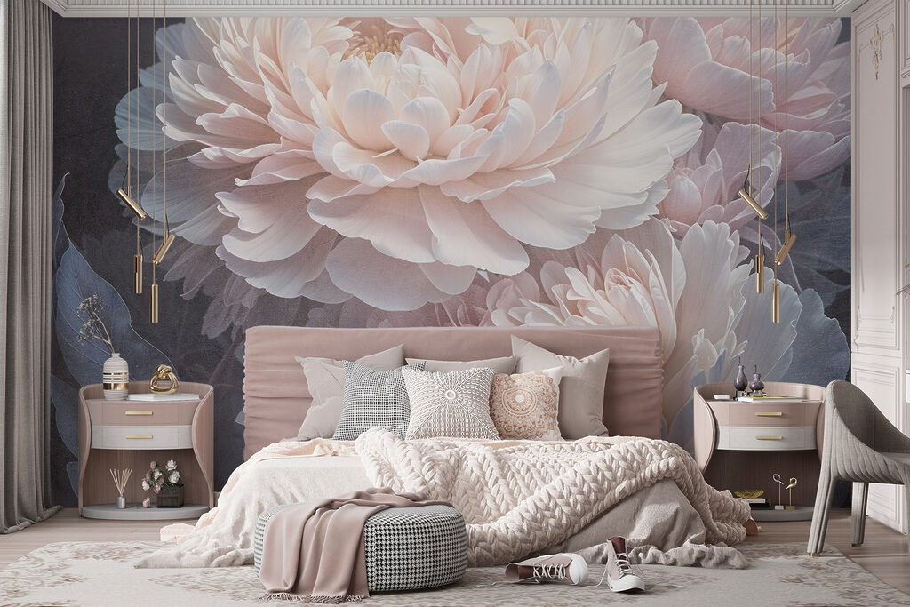 Peonie rosa su antracite — ambiente 2