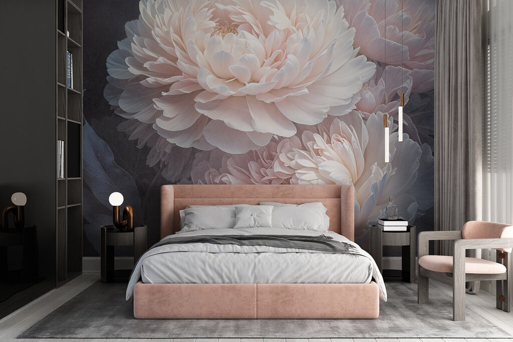 Peonie rosa su antracite — ambiente 3
