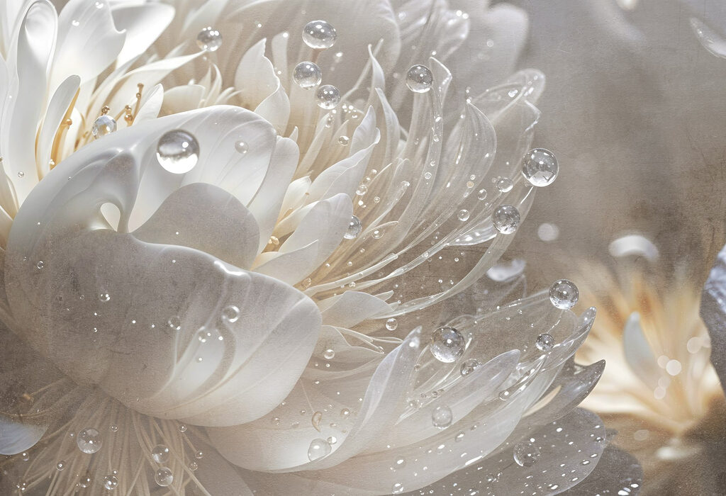 Fiore lucido con gocce — design completo