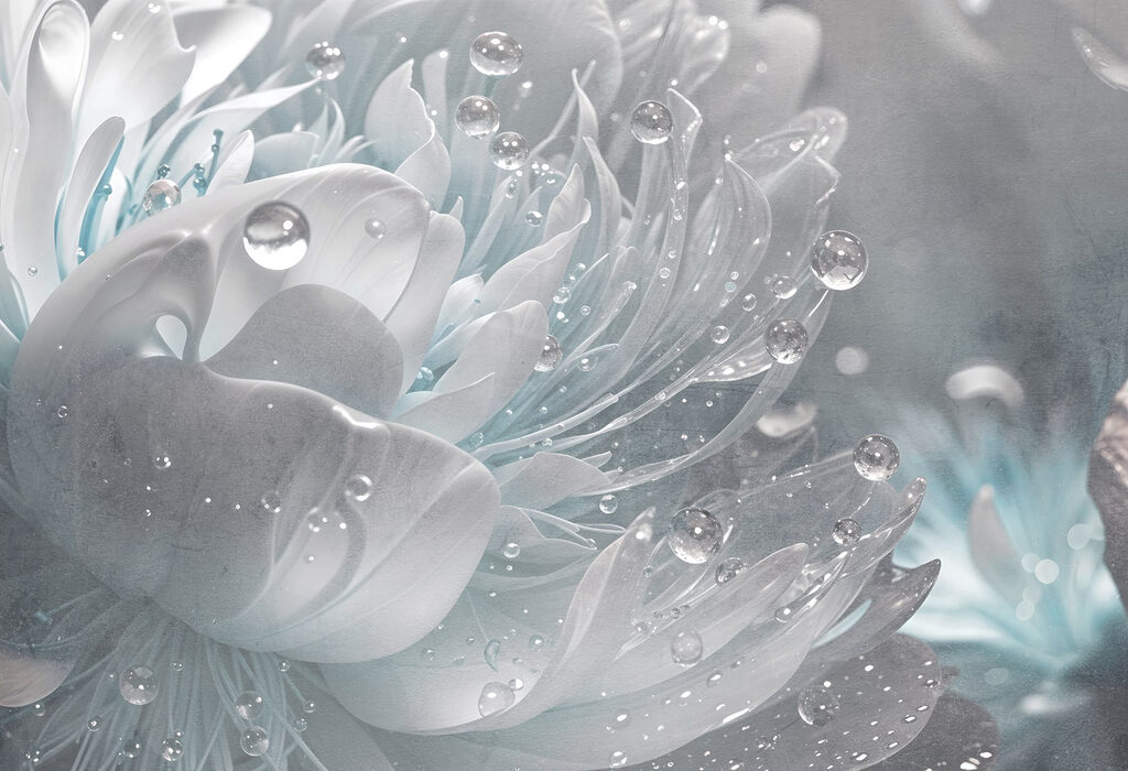 Fiore lucido con gocce — design completo