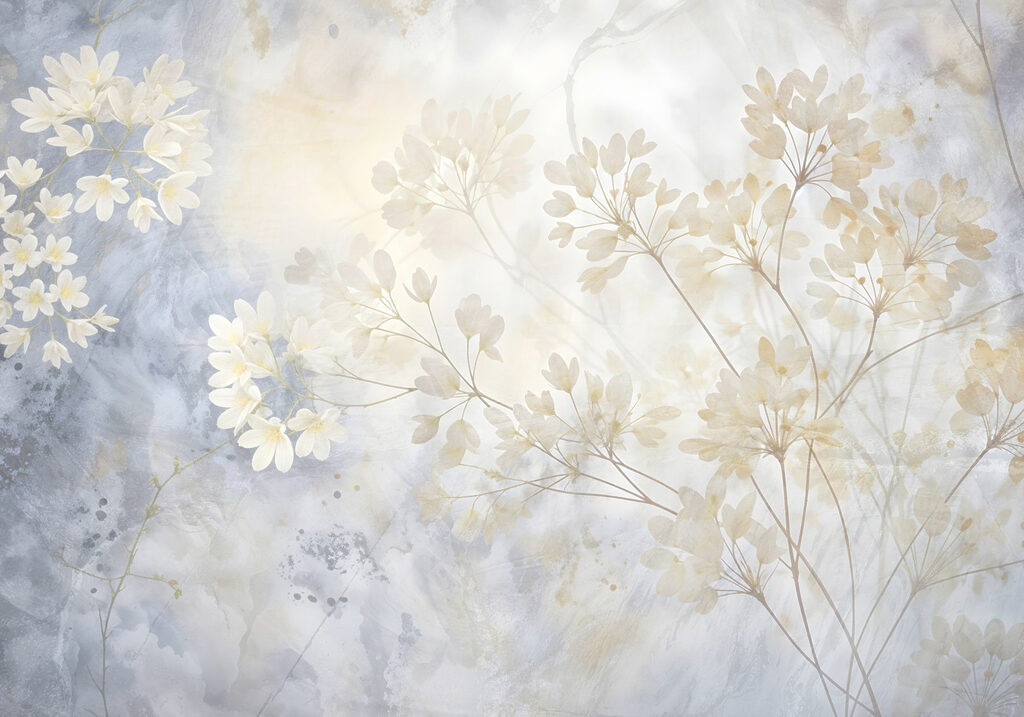 Rami fioriti in azzurro — design completo