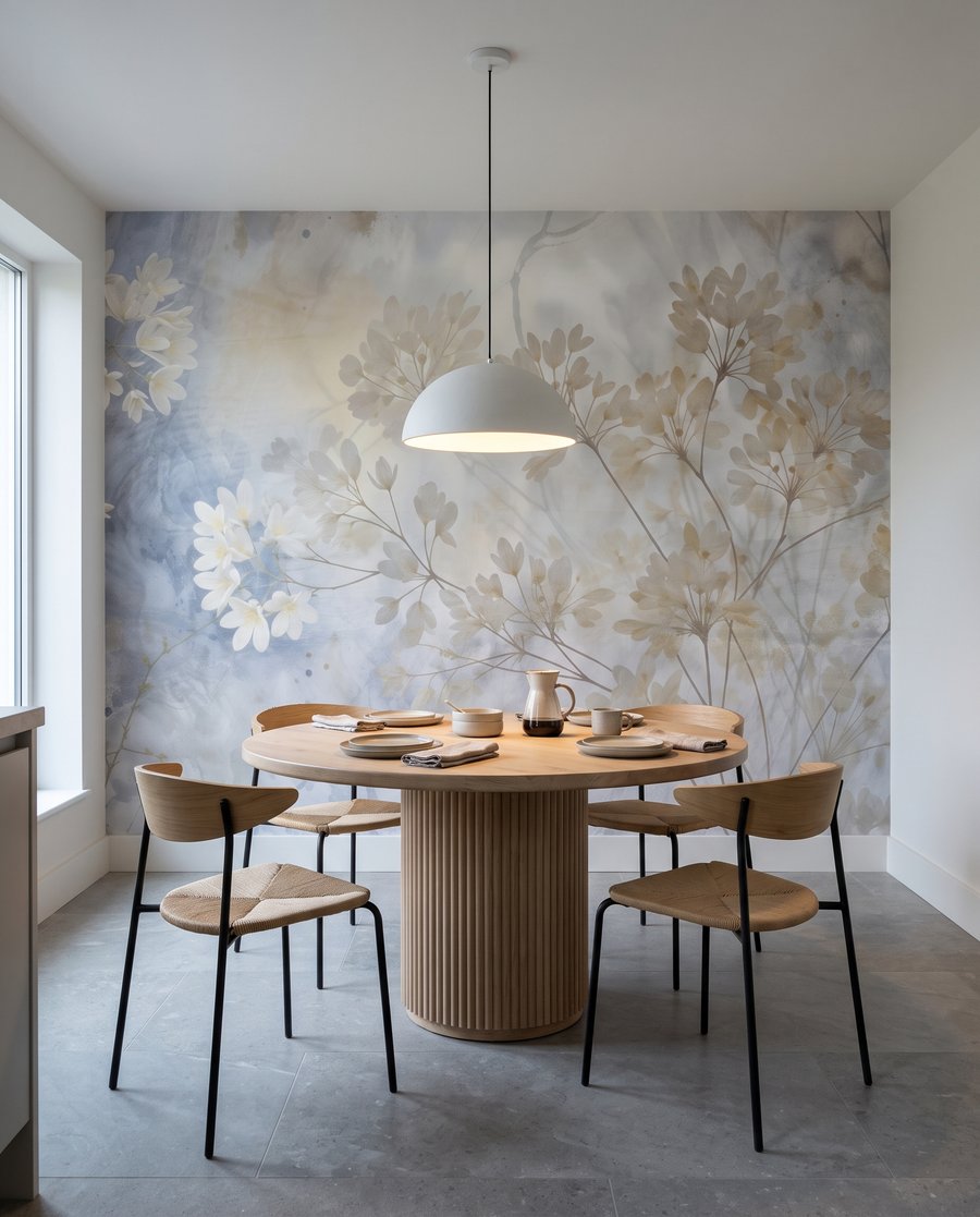 Rami fioriti in azzurro in un ambiente