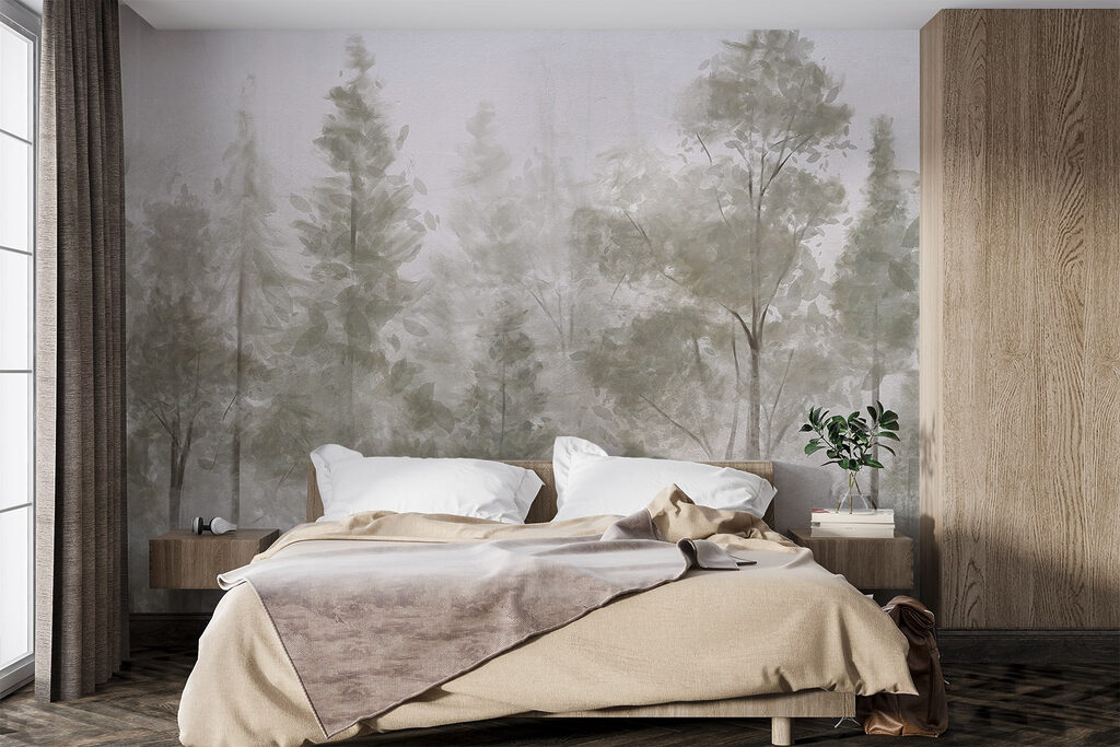 Tronchi chiari nella nebbia — ambiente 2