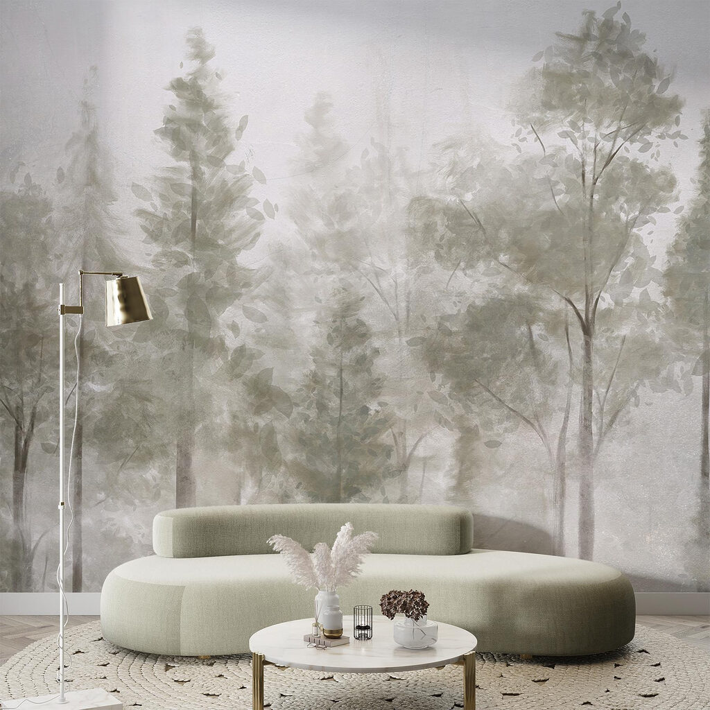 Tronchi chiari nella nebbia — ambiente 4