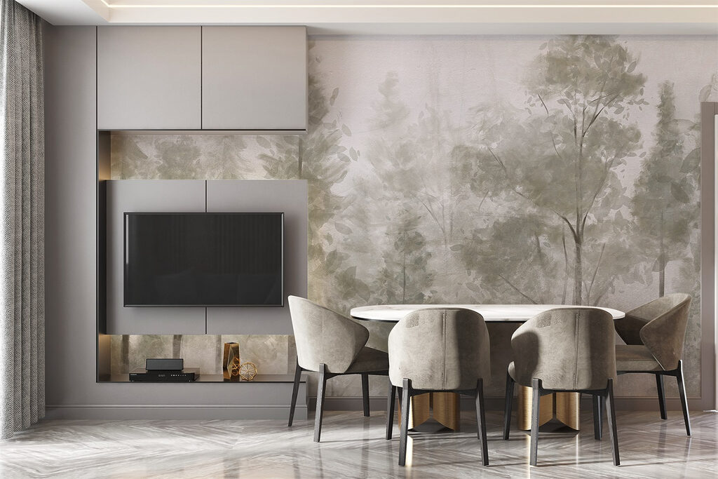 Tronchi chiari nella nebbia — ambiente 5