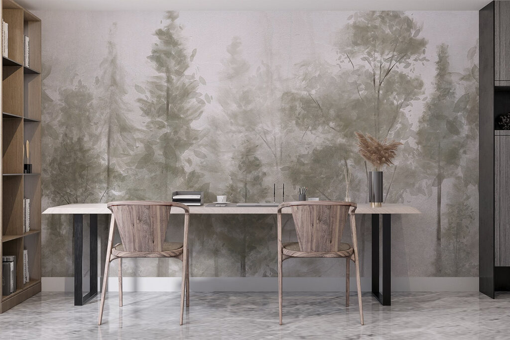 Tronchi chiari nella nebbia — ambiente 6