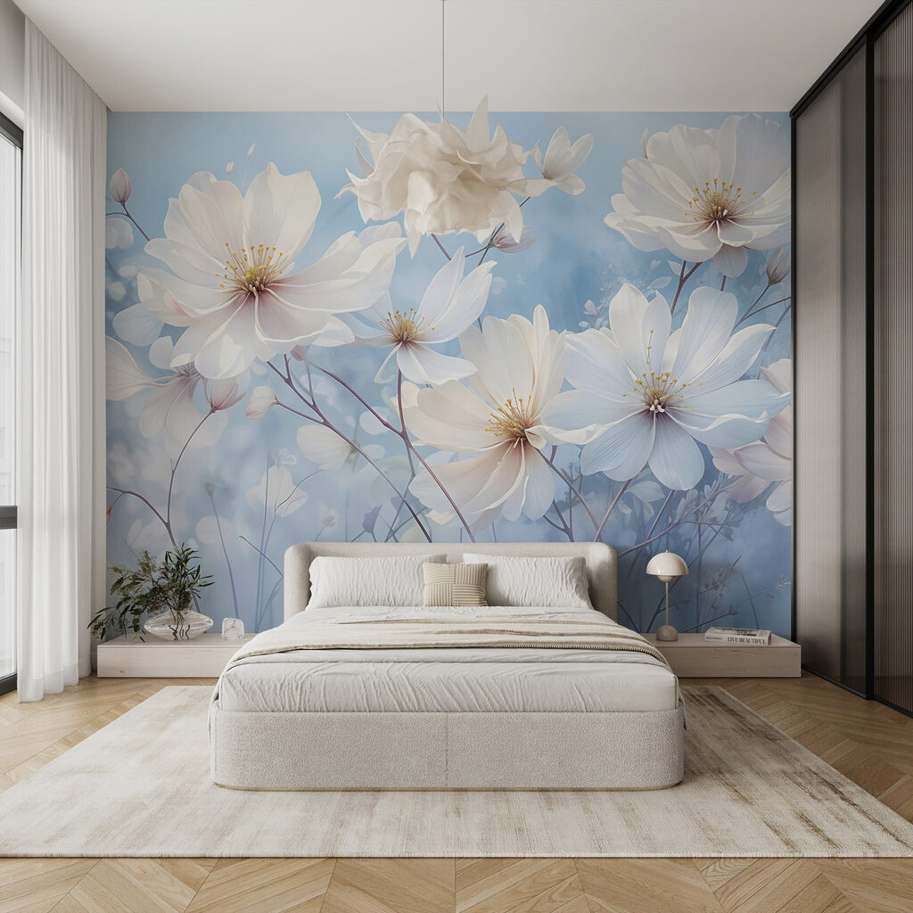 Fiori bianchi su azzurro — ambiente 4