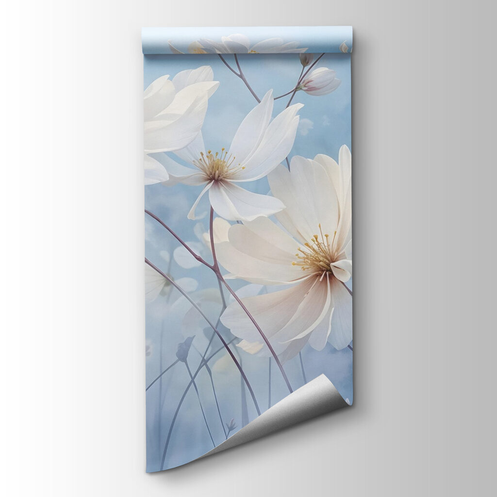 Fiori bianchi su azzurro — vista del prodotto
