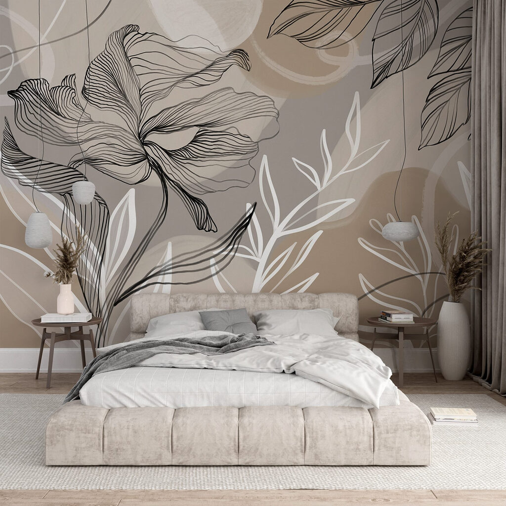 Fiori disegnati, campi caldi in un ambiente
