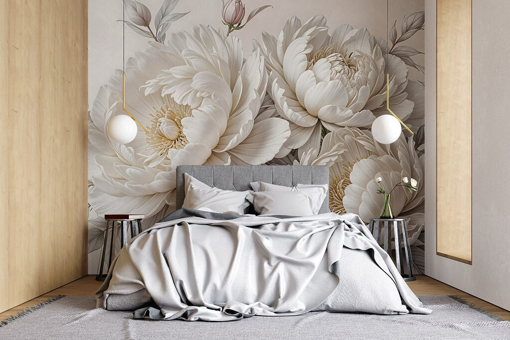 Peonie bianche e foglie — ambiente 2