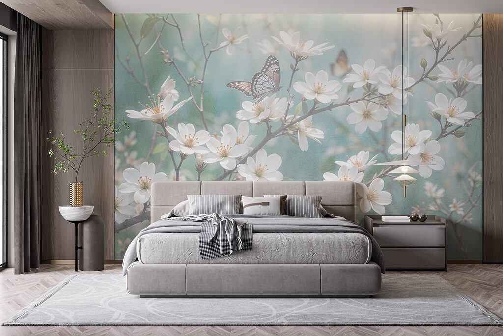 Farfalle e fiori bianchi — ambiente 3