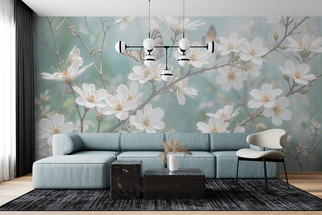 Farfalle e fiori bianchi — ambiente 4