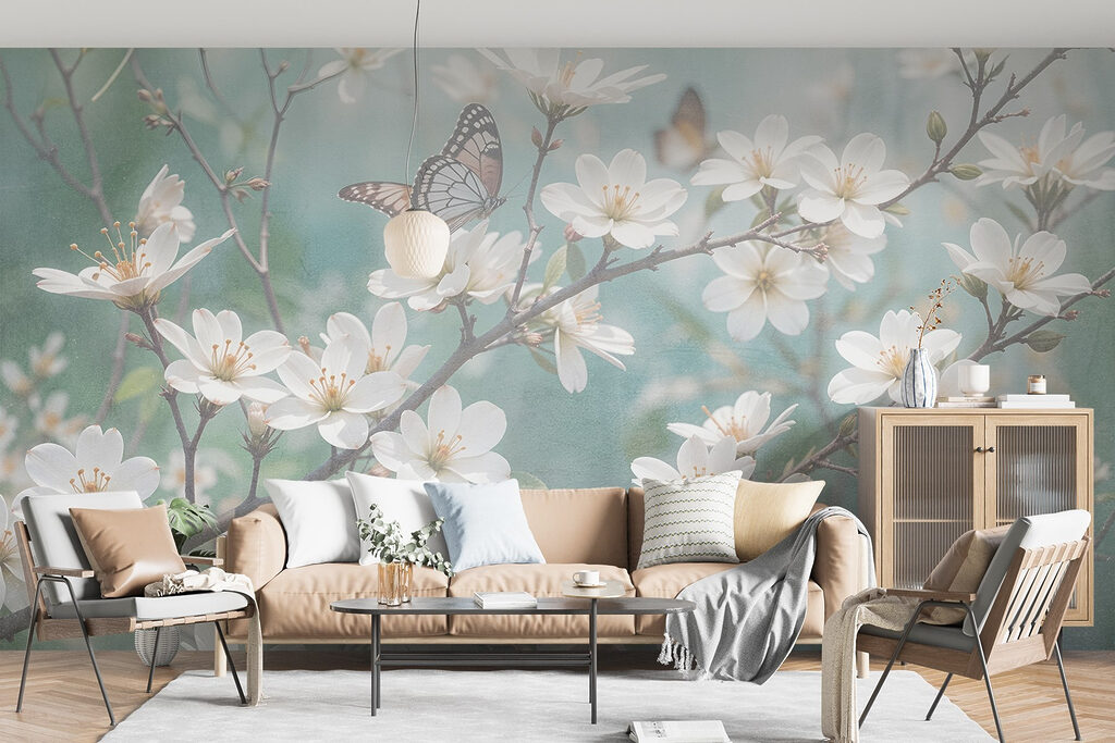 Farfalle e fiori bianchi — ambiente 5