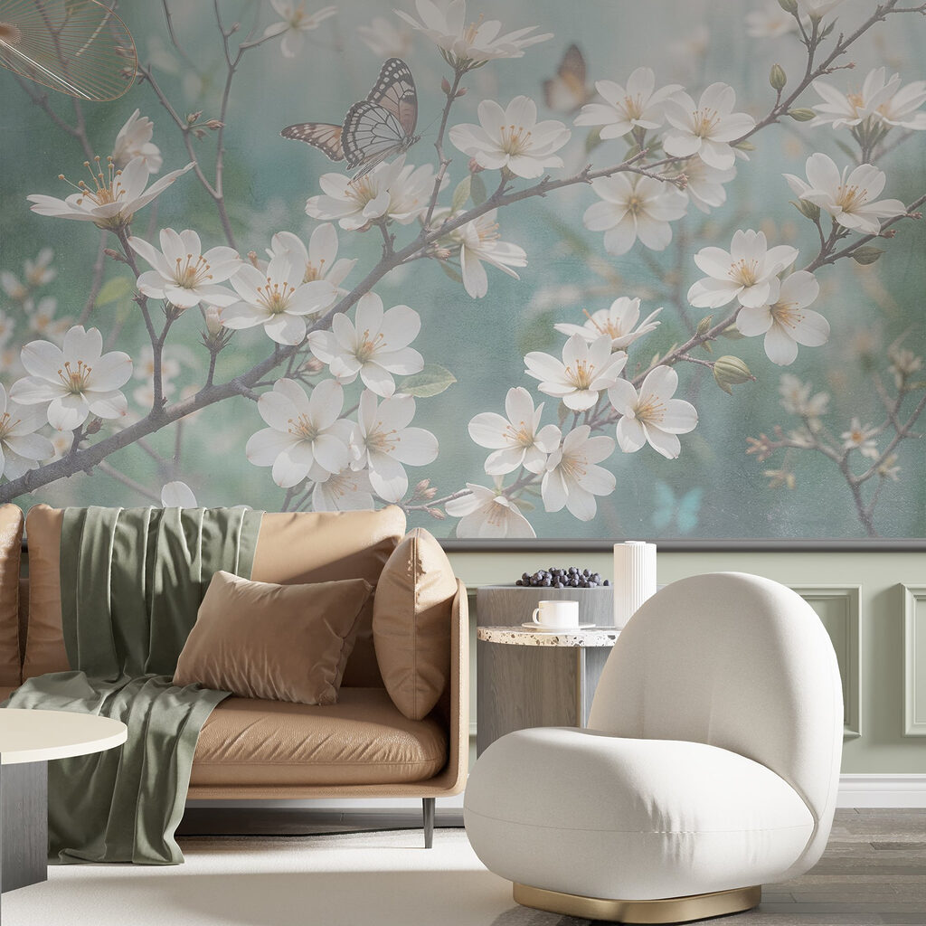Farfalle e fiori bianchi — ambiente 6