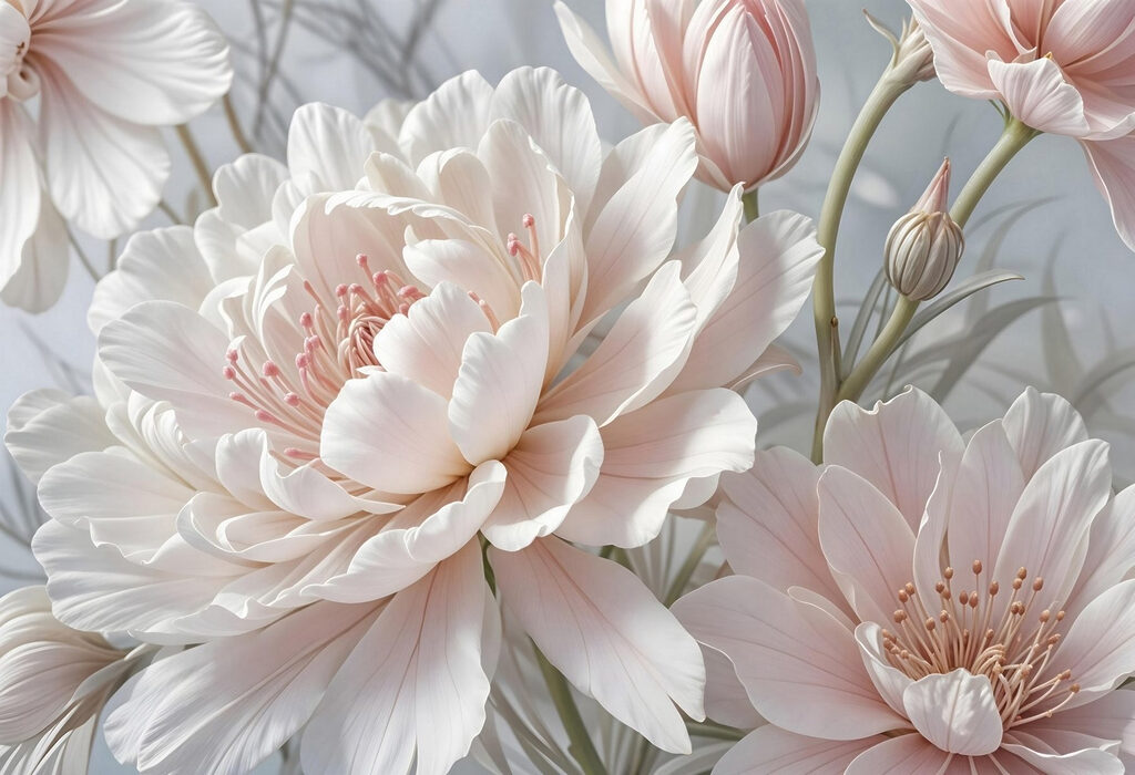 Fiore bianco e rosa — design completo