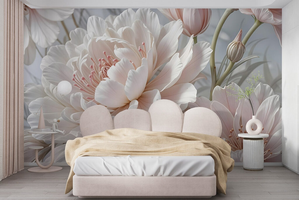 Fiore bianco e rosa in un ambiente